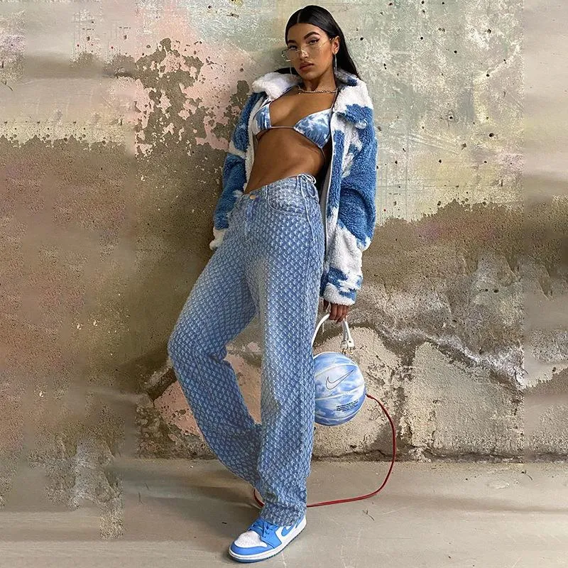 Hole Distressed Wash Pattern Jeans