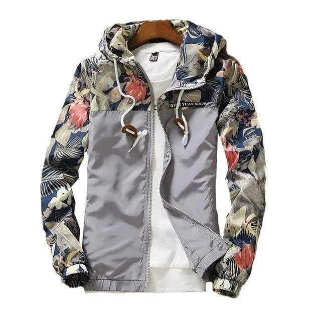Hooded Spring Autumn Floral Causal Women Windbreaker