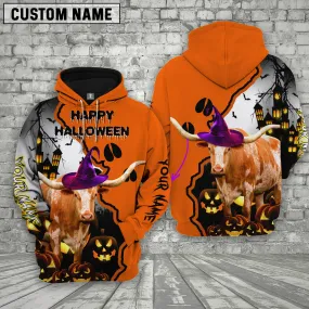 Joy Corners Texas Longhorn Castle Footprint Halloween Pattern 3D Hoodie