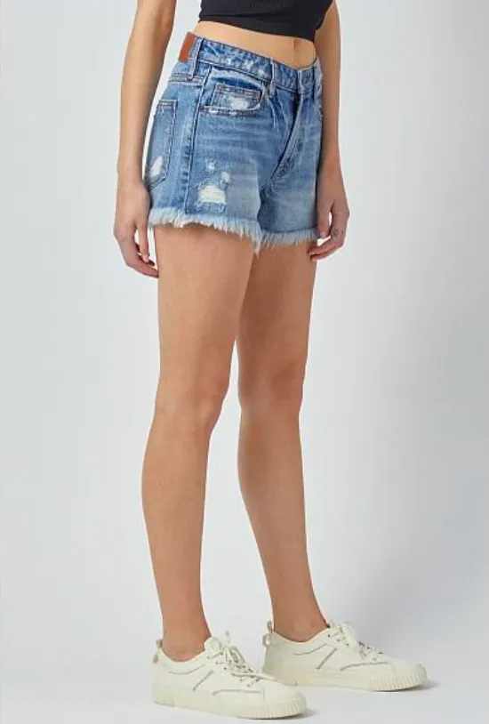 Kenzie Mid Basic Frayed Jean Shorts