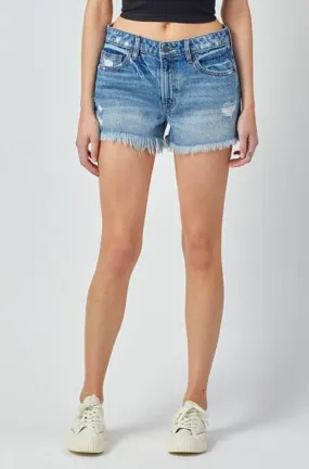 Kenzie Mid Basic Frayed Jean Shorts