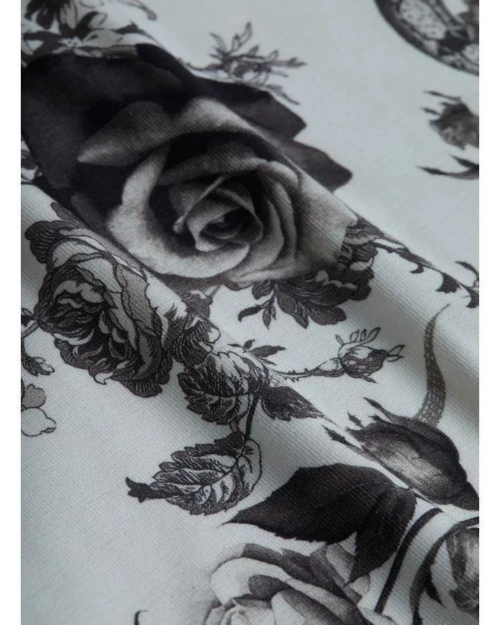 L'Agence Resse Ivory Black Baroque Floral Tee