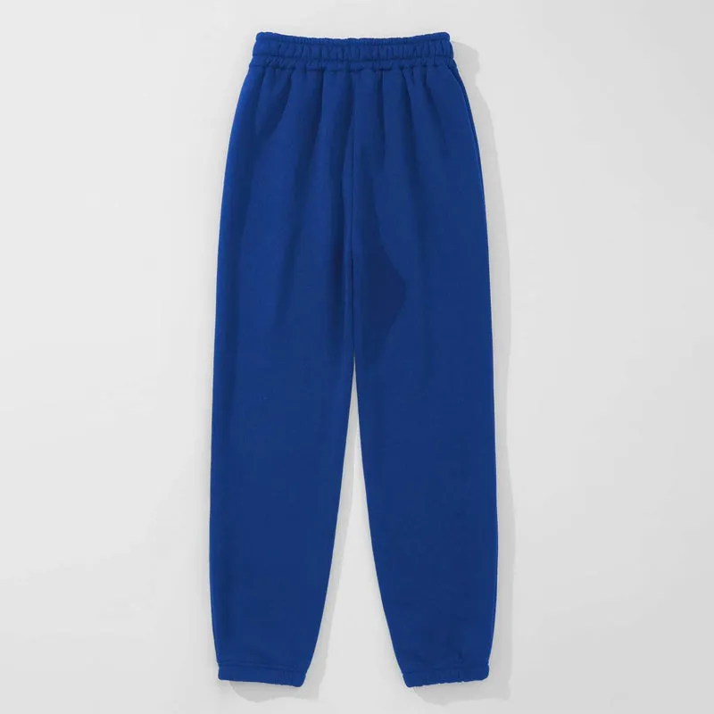 Letter Embroidery Elastic Waist Thermal Lined Sweatpants