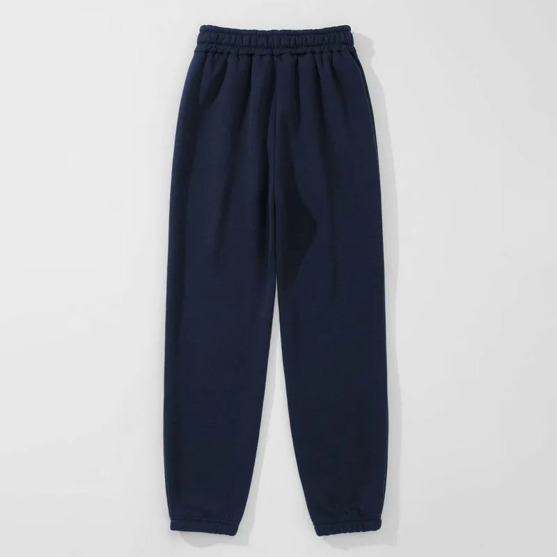 Letter Embroidery Elastic Waist Thermal Lined Sweatpants