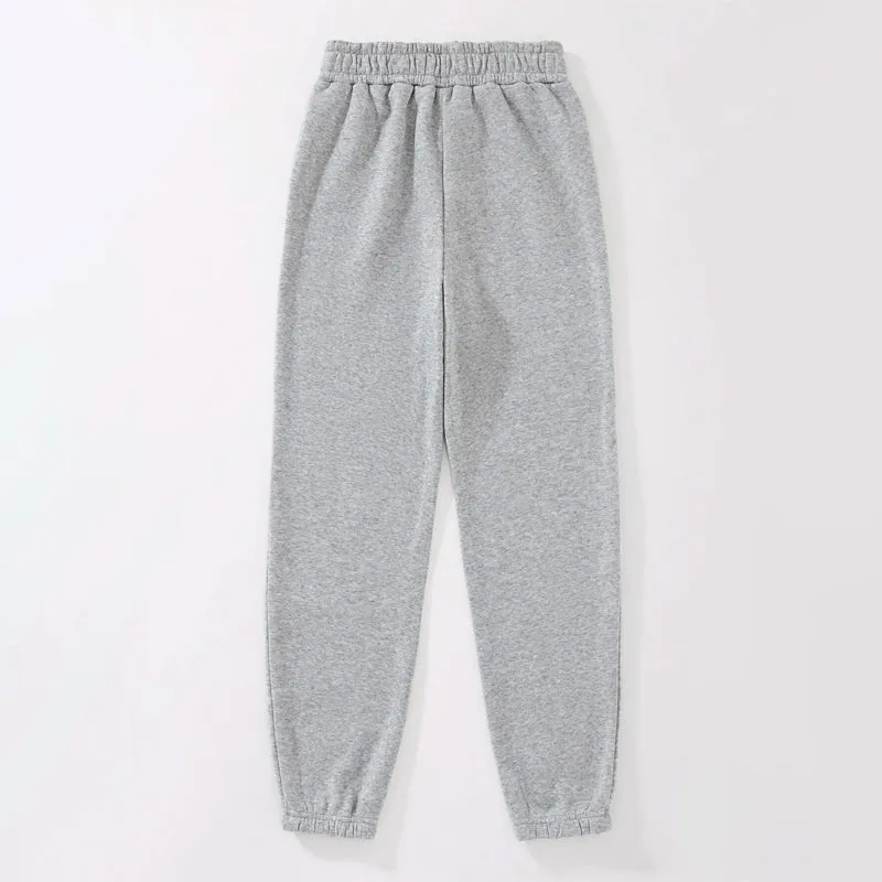 Letter Embroidery Elastic Waist Thermal Lined Sweatpants