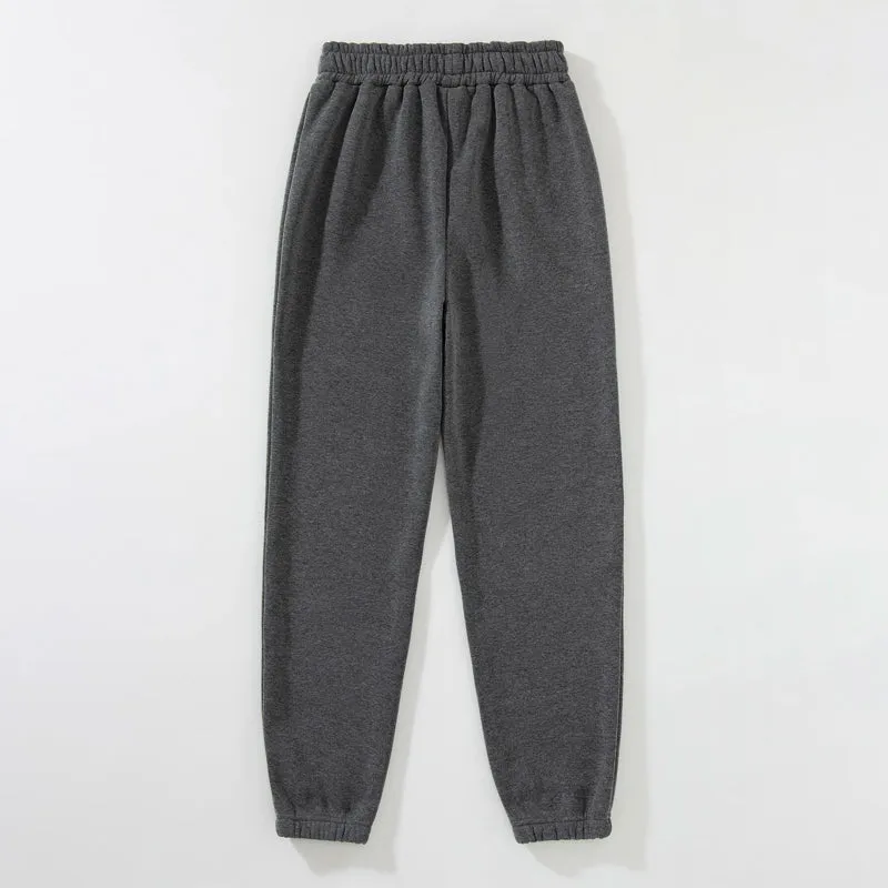 Letter Embroidery Elastic Waist Thermal Lined Sweatpants