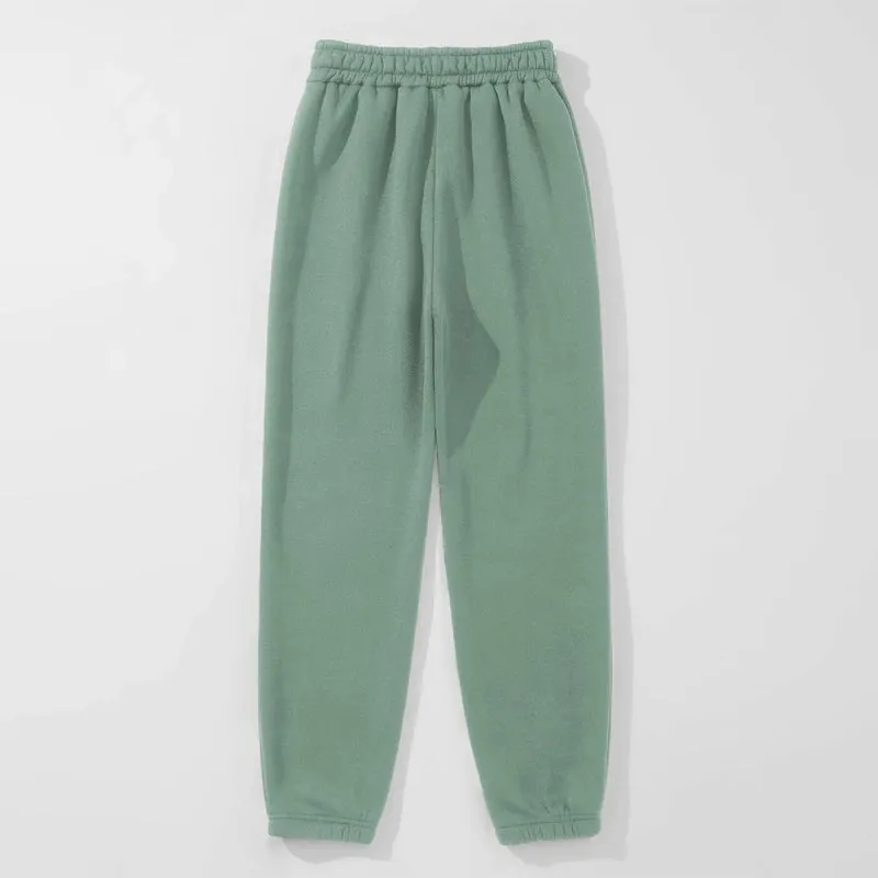 Letter Embroidery Elastic Waist Thermal Lined Sweatpants