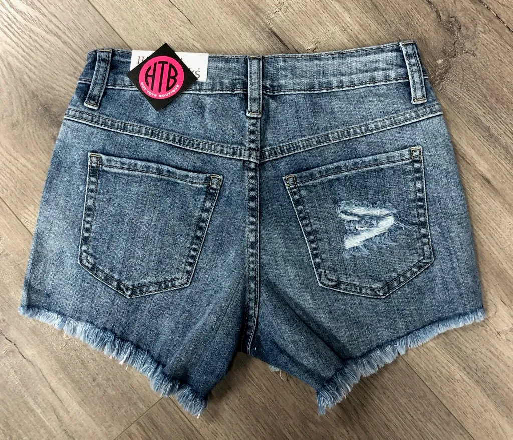 Light Blue Button Down Shorts