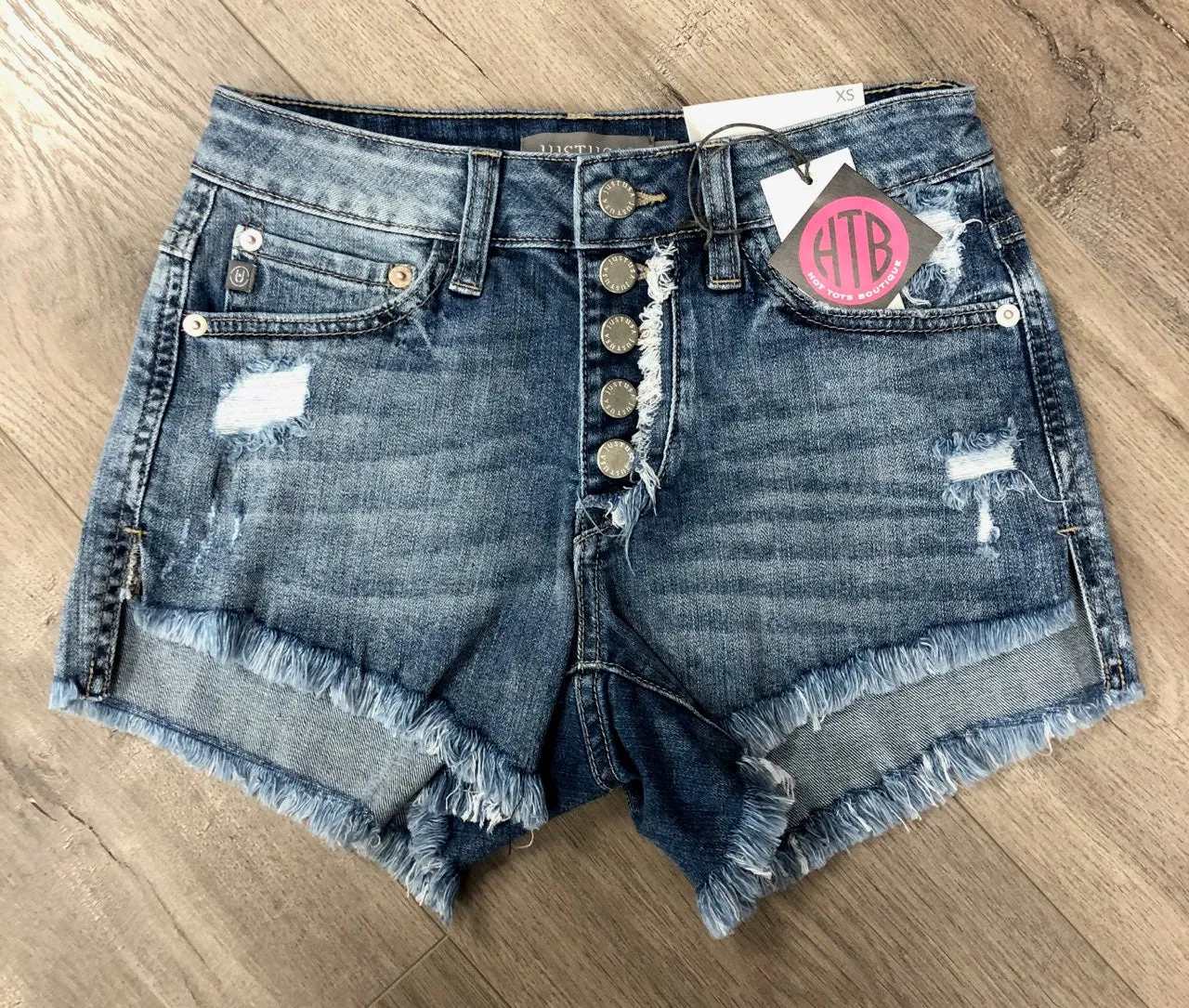 Light Blue Button Down Shorts