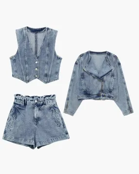 Lorette – Tailored fit – Three-piece denim set