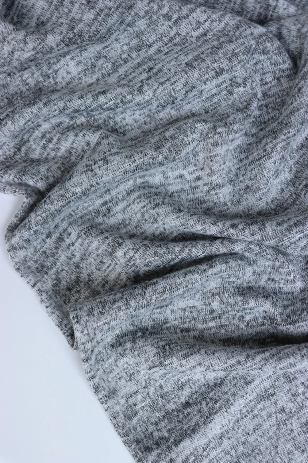 Marled Light Gray Brushed Hacci Sweater Knit