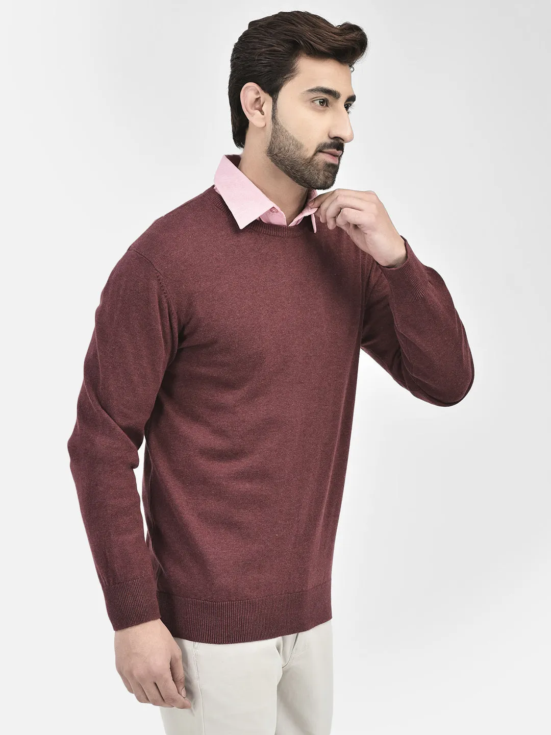 Maroon Plain Sweaters