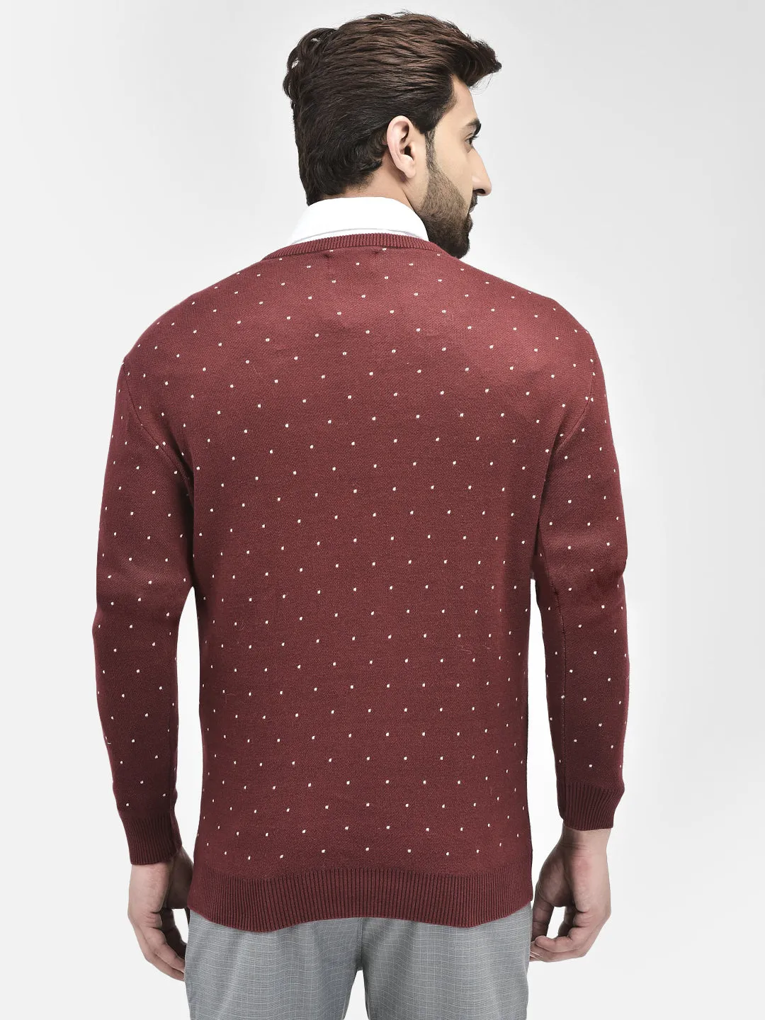 Maroon Printed Sweaters