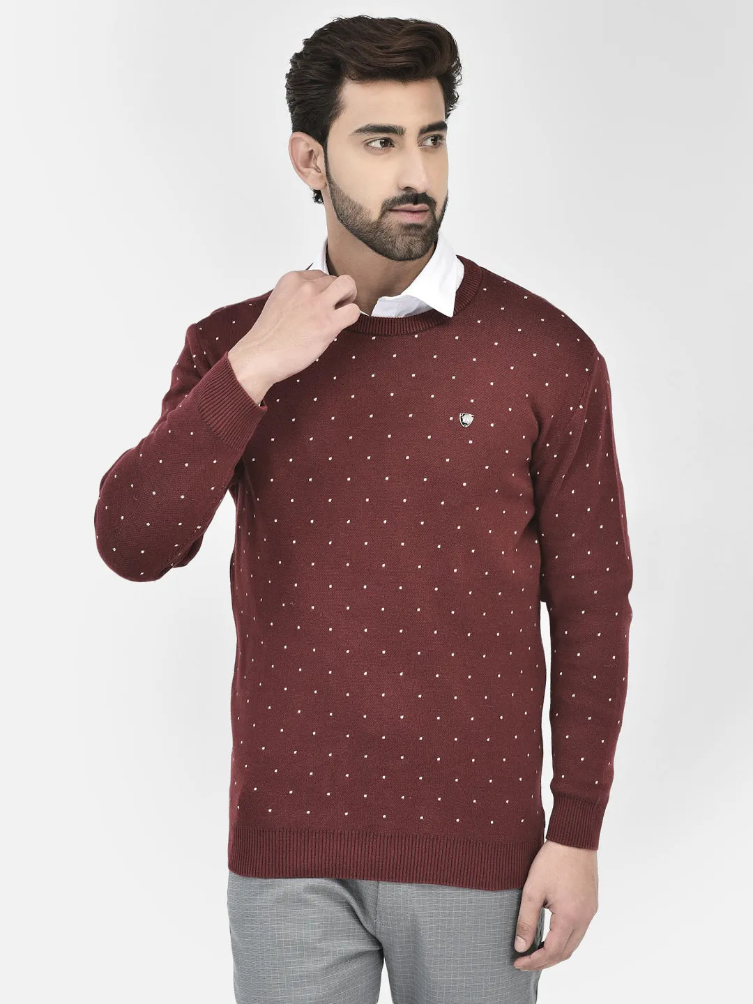Maroon Printed Sweaters