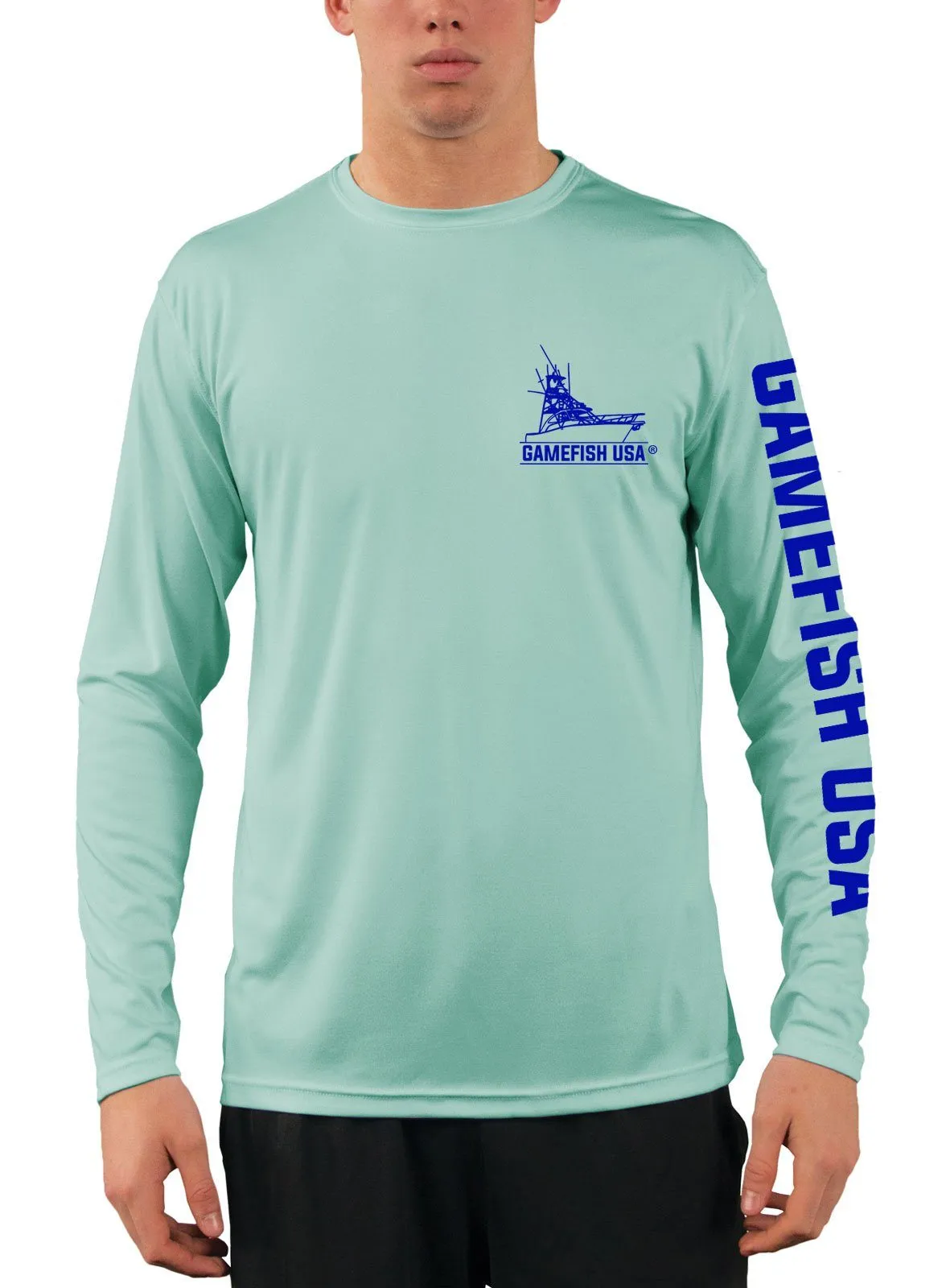 Men's UPF 50 Long Sleeve Microfiber Moisture Wicking Performance Fishing Shirt Sailfish