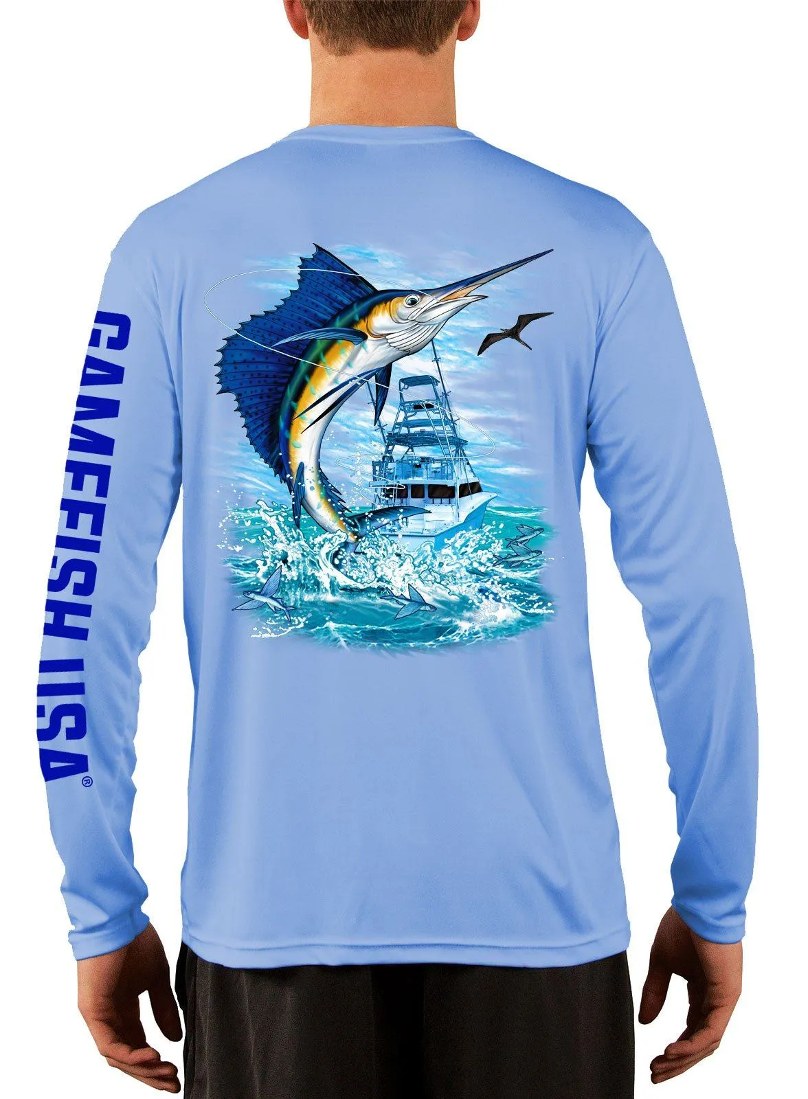 Men's UPF 50 Long Sleeve Microfiber Moisture Wicking Performance Fishing Shirt Sailfish