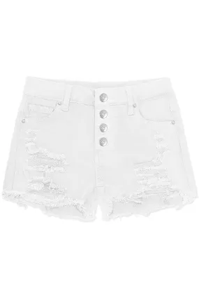 On My Way Distressed White Denim Shorts