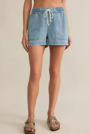 patch pocket denim short