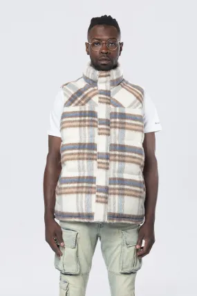 Plaid Mohair Puffer Vest - Riverside
