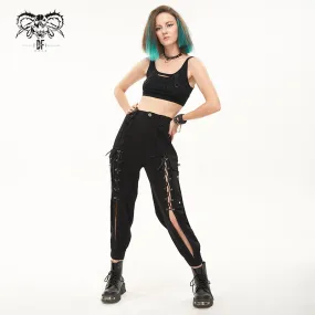 PT181 tied with rope hollow out punk women overalls