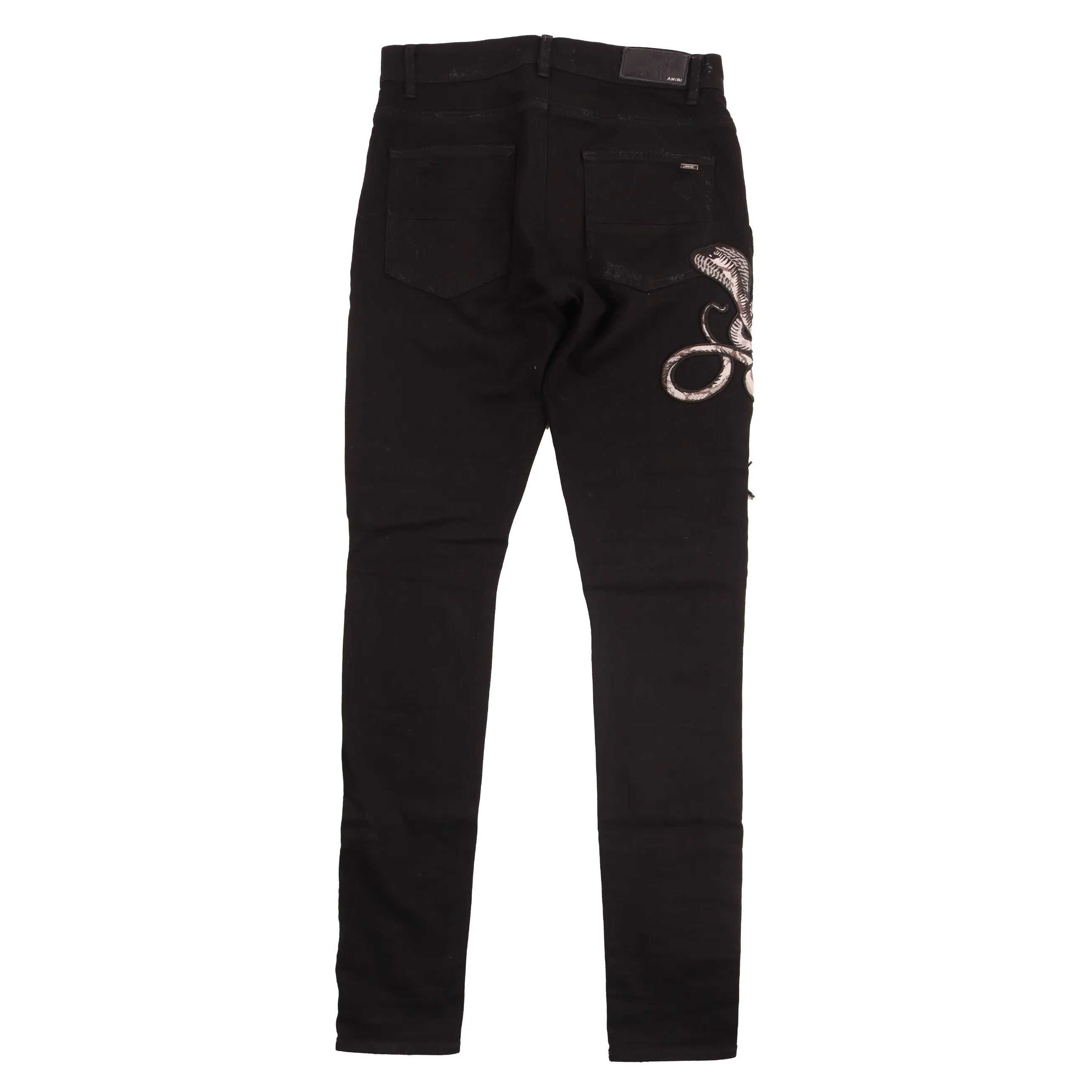 Python Embroidered Distressed Denim