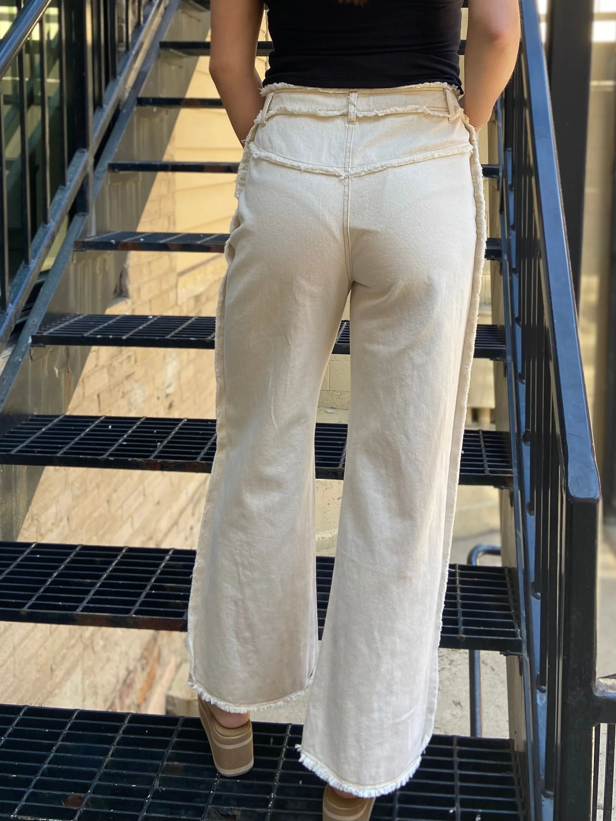 Ruth Oatmeal Distress Pants