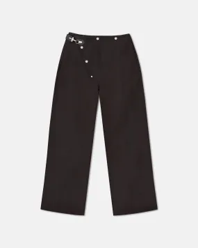 Sharni - Wax Cotton Wide-Leg Pants - Dark Brown