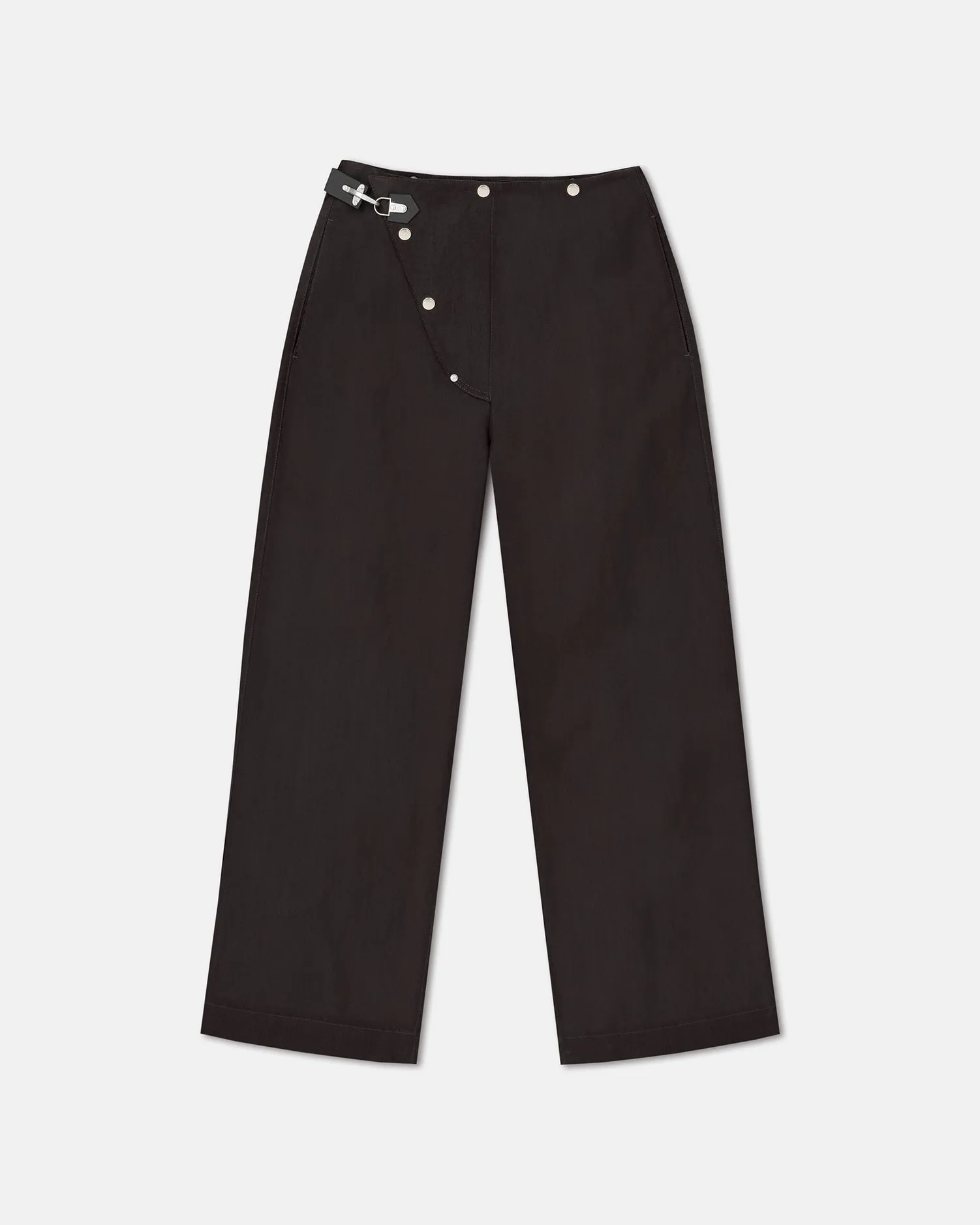 Sharni - Wax Cotton Wide-Leg Pants - Dark Brown