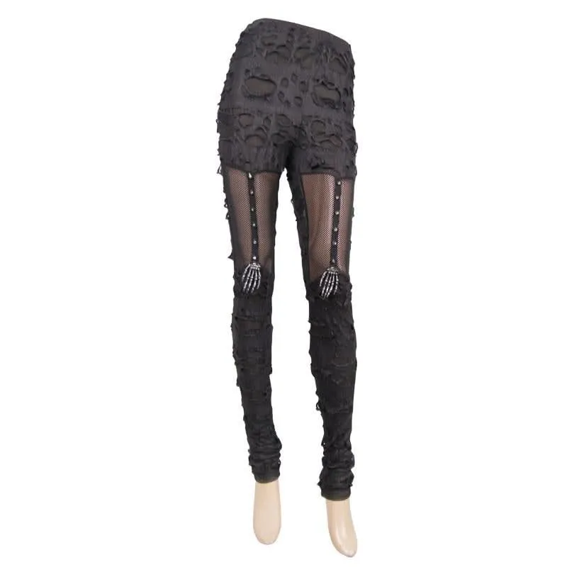'Skellington' Distressed Gothic Leggings