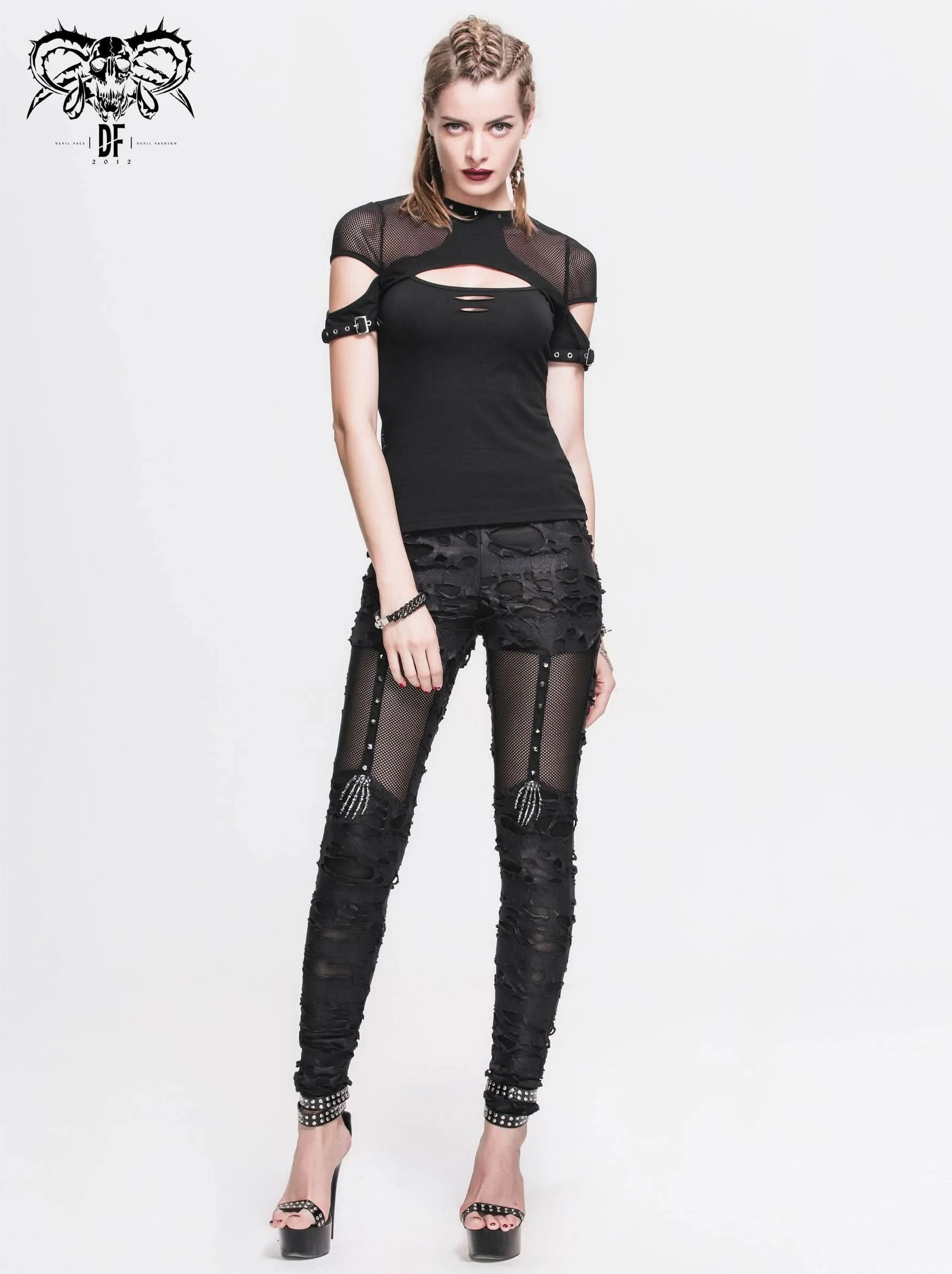 'Skellington' Distressed Gothic Leggings