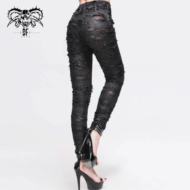 'Skellington' Distressed Gothic Leggings