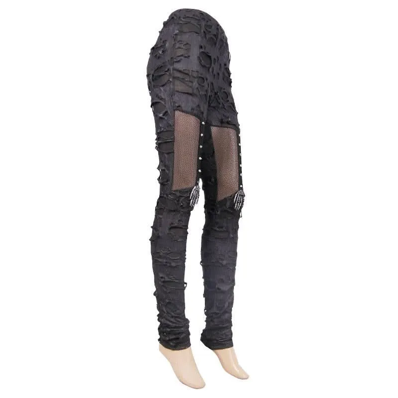 'Skellington' Distressed Gothic Leggings