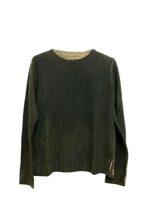 Spray Dye Cashmere Crew Neck Sweater in Khaki | Lux Couture