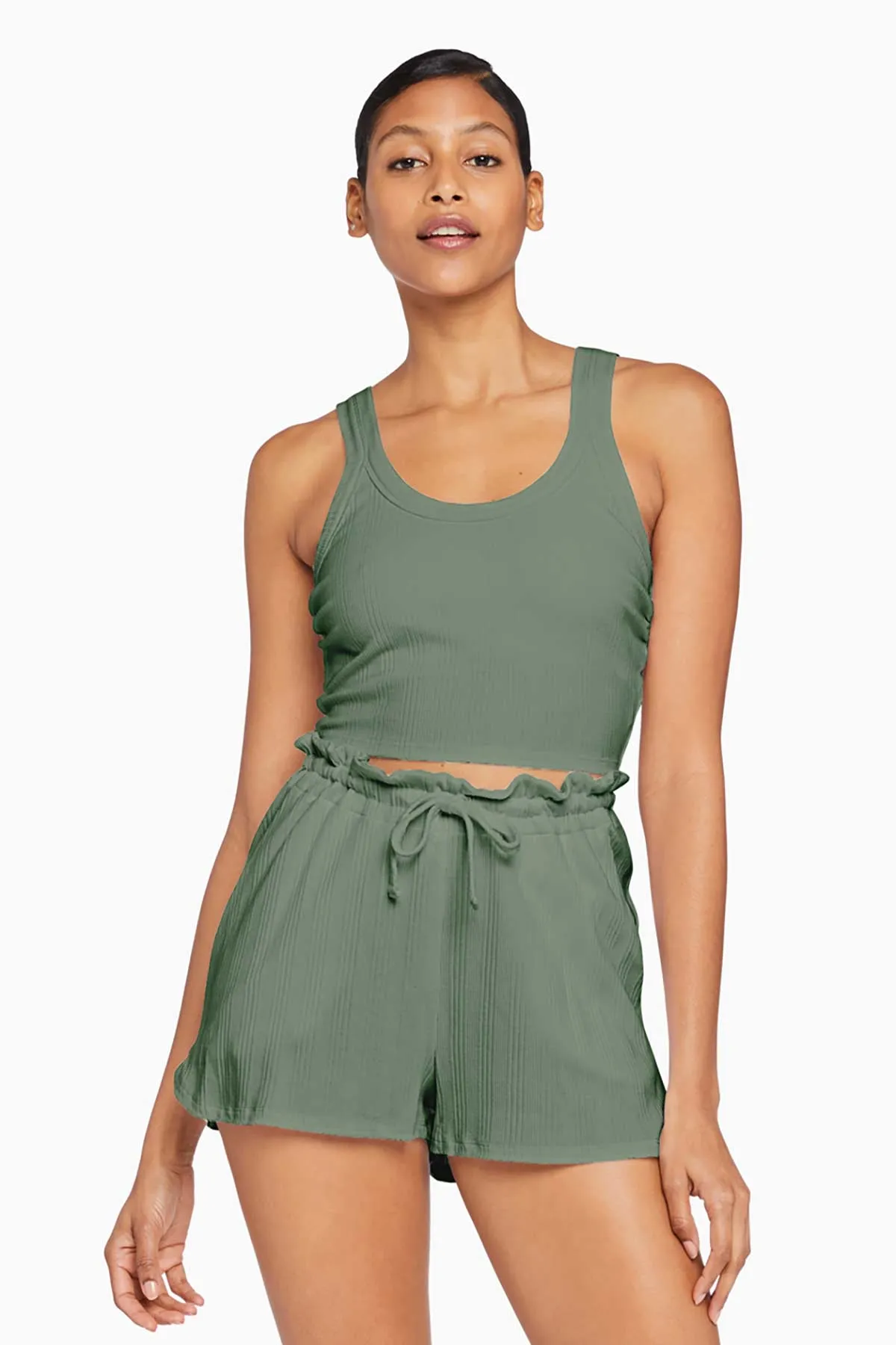 Thalia Organic Rib Shorts - Agave Organic Rib