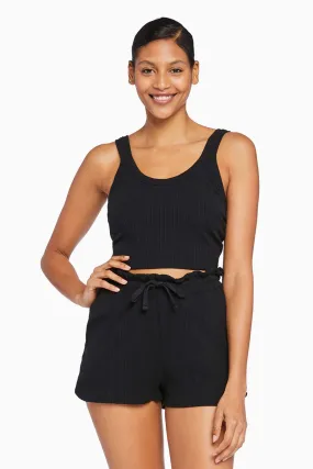 Thalia Organic Rib Shorts - Black Organic Rib