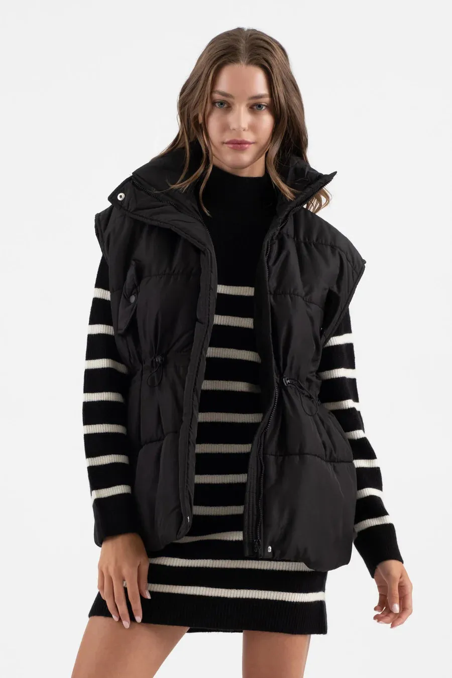 The Addy Oversized Drawstring Puffer Vest
