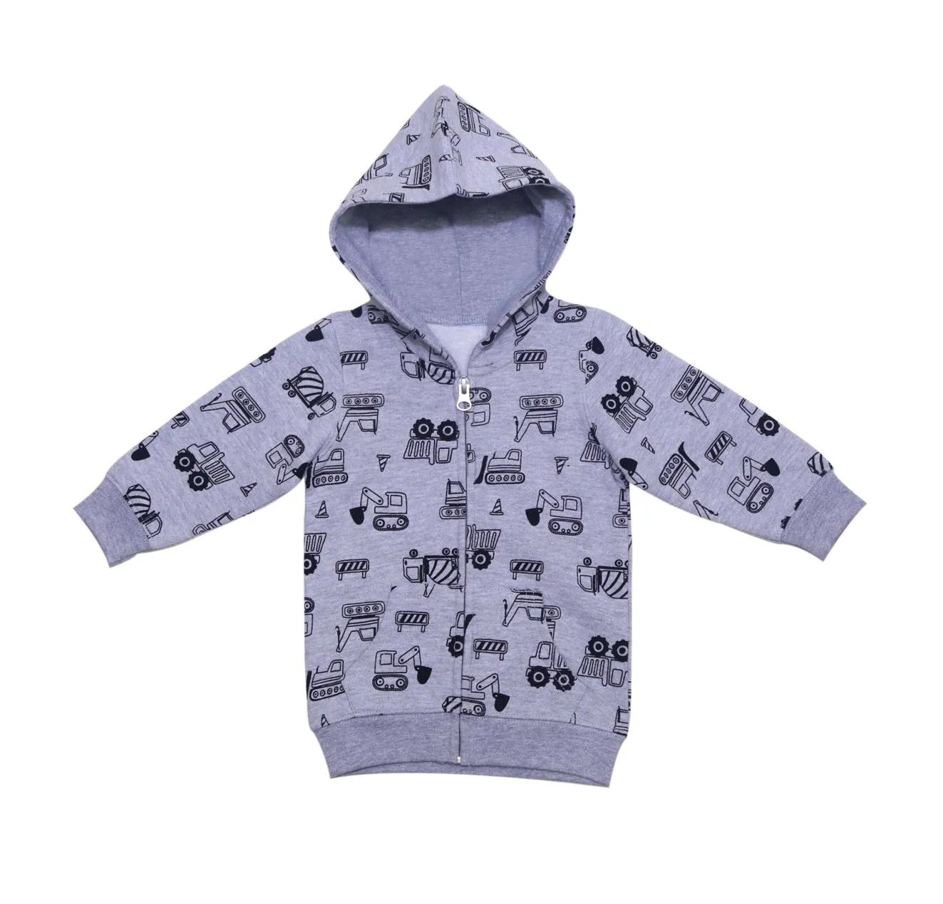 Truck Fleece Hoodie with Full Sleeved Onesie and FleecePants - Baby Boy