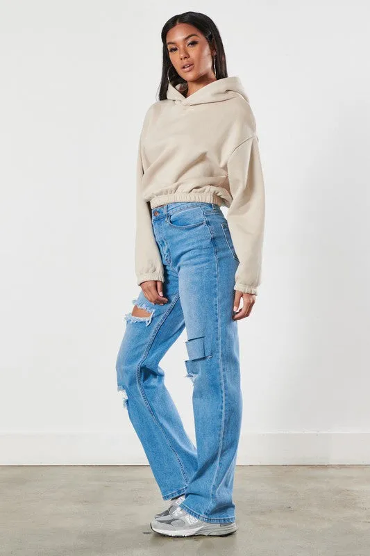 Vibrant M.i.U Distressed Wide Leg Jeans