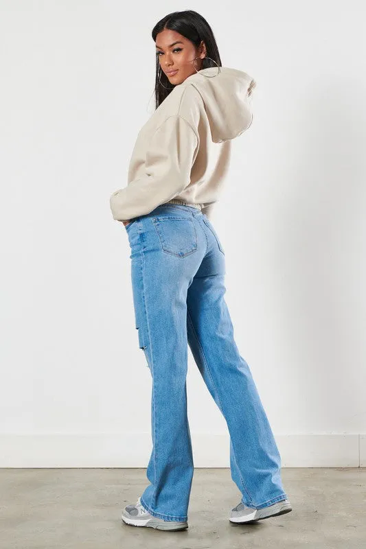 Vibrant M.i.U Distressed Wide Leg Jeans