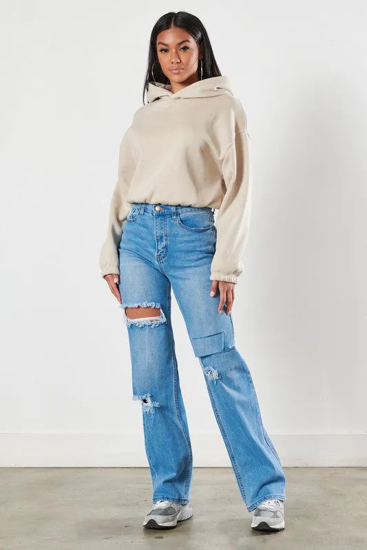 Vibrant M.i.U Distressed Wide Leg Jeans
