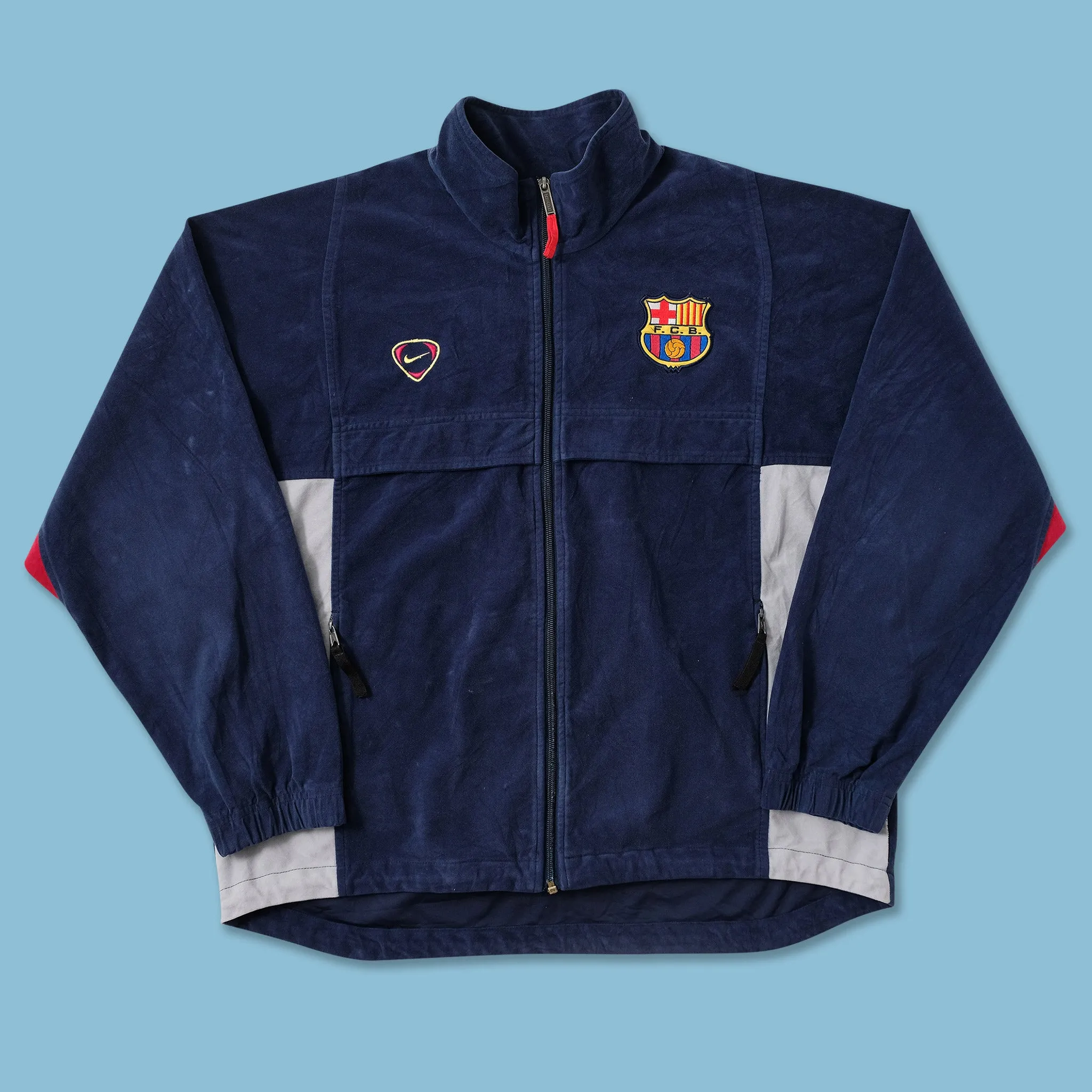 Vintage Nike FC Barcelona Velour Track Jacket Large