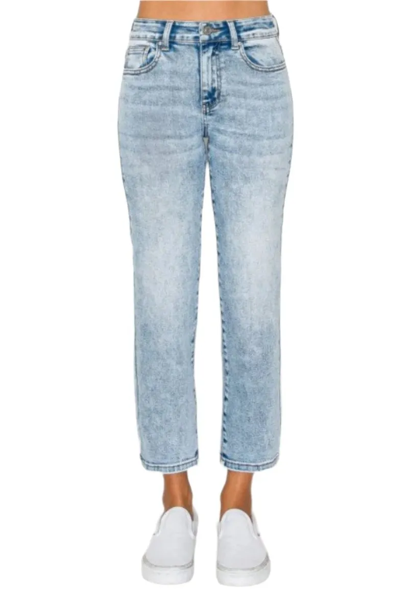 Wax Jean - Baisc Stone Wasked Crop Straight Jeans - 90370