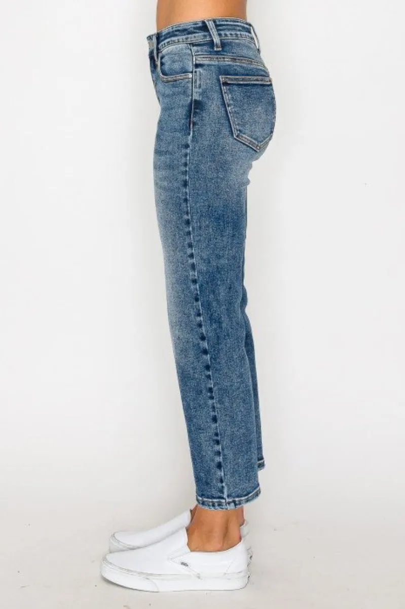 Wax Jean - Baisc Stone Wasked Crop Straight Jeans - 90370