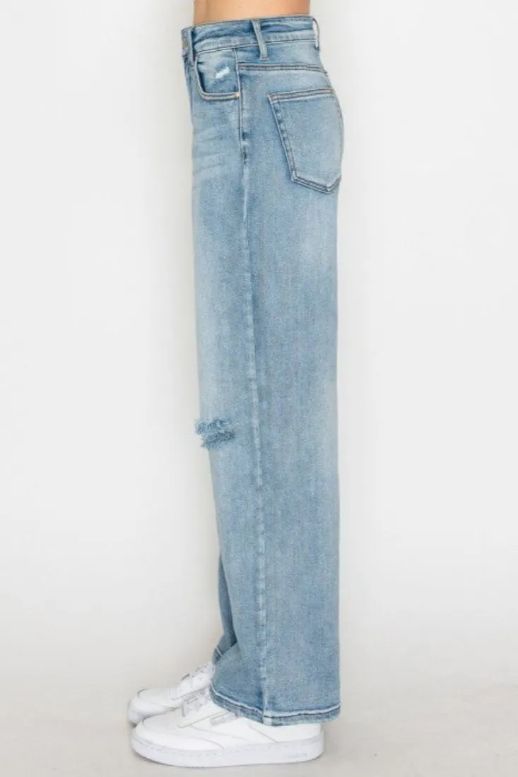 Wax Jean - Distressed Wide Leg Jeans - 90364