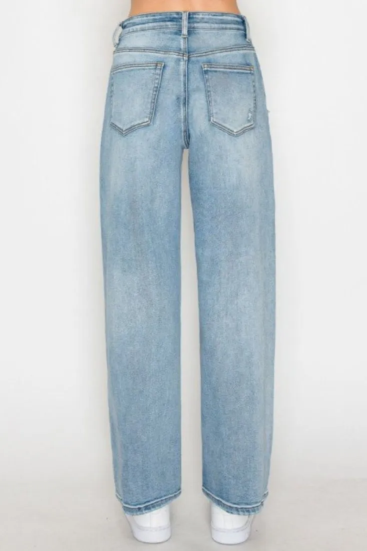 Wax Jean - Distressed Wide Leg Jeans - 90364