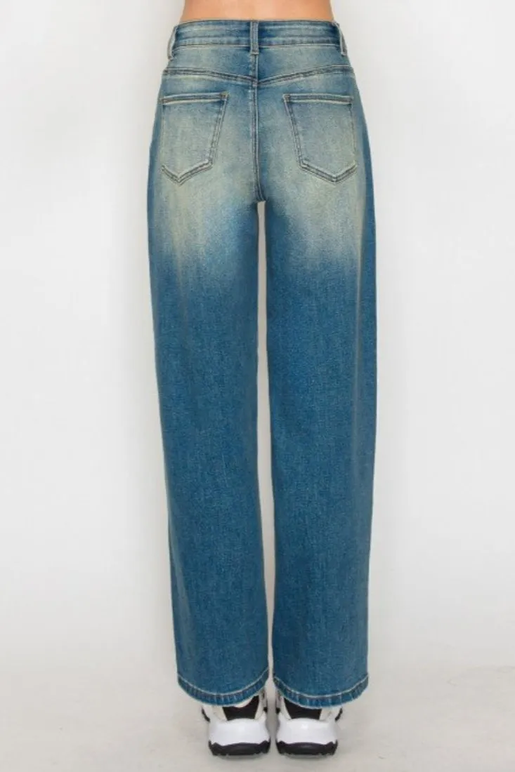 Wax Jean - Vintage Wash Wide Leg Jeans - 90363