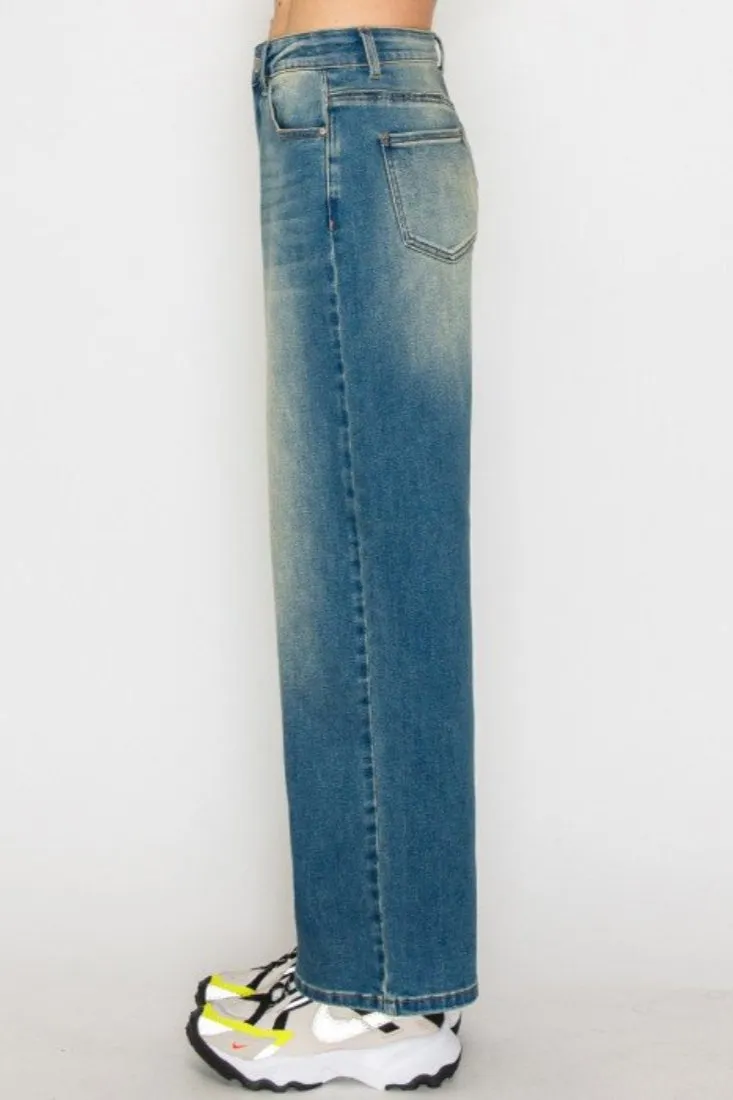 Wax Jean - Vintage Wash Wide Leg Jeans - 90363