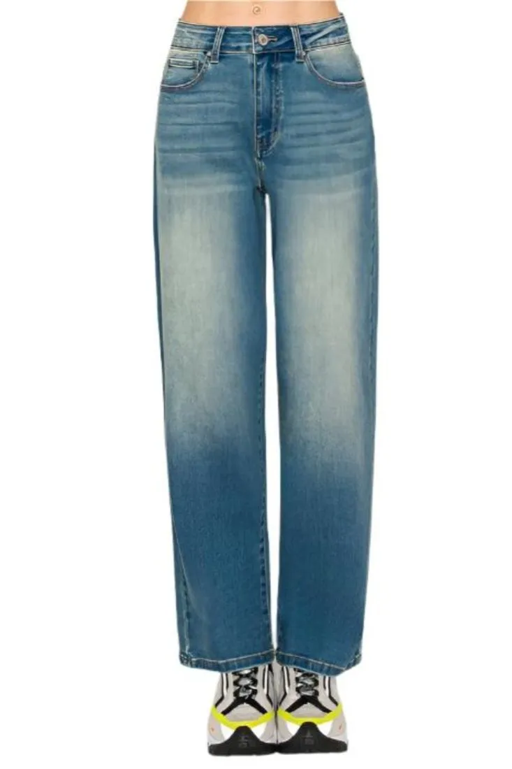 Wax Jean - Vintage Wash Wide Leg Jeans - 90363