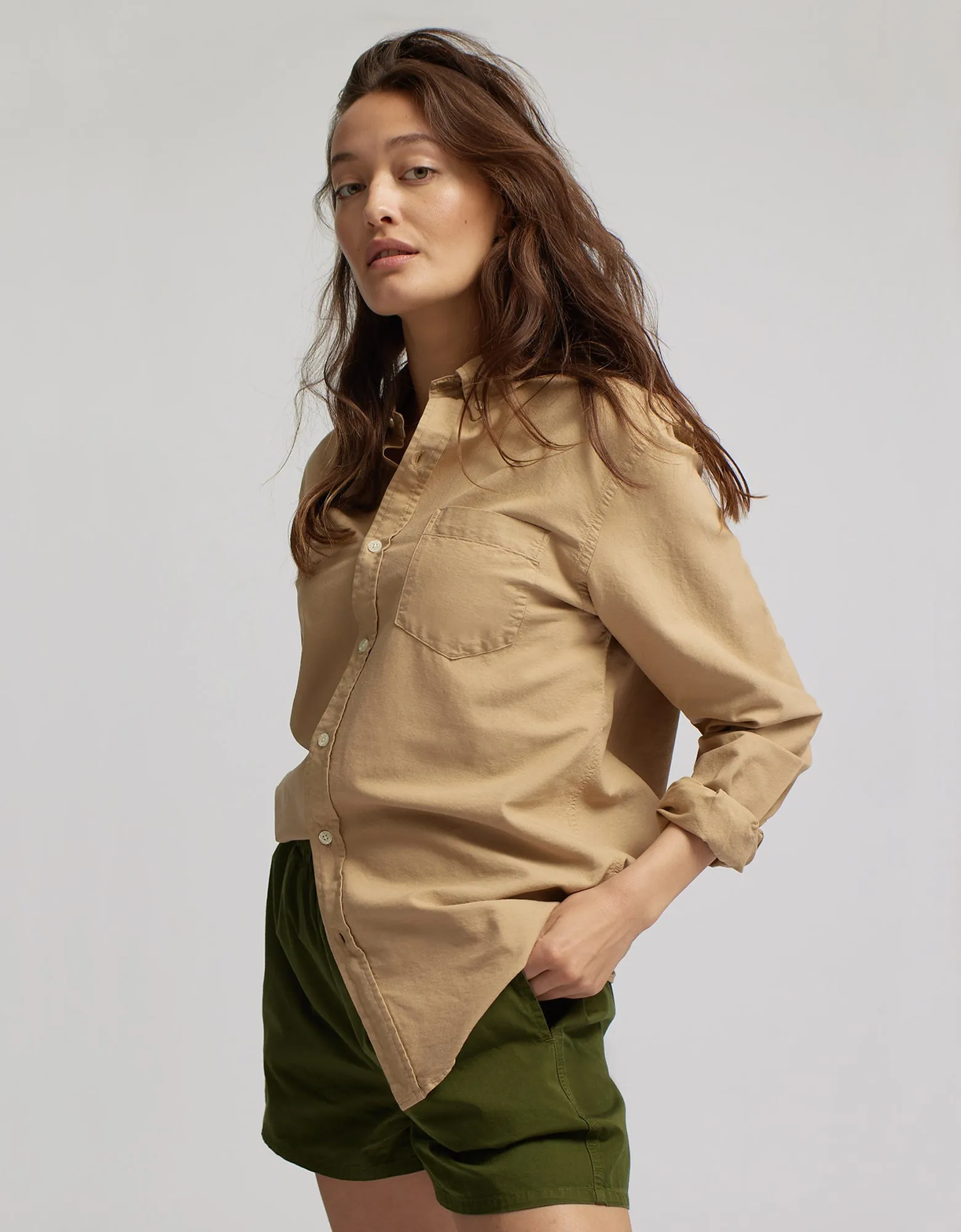 Women Organic Twill Shorts - Ivory White