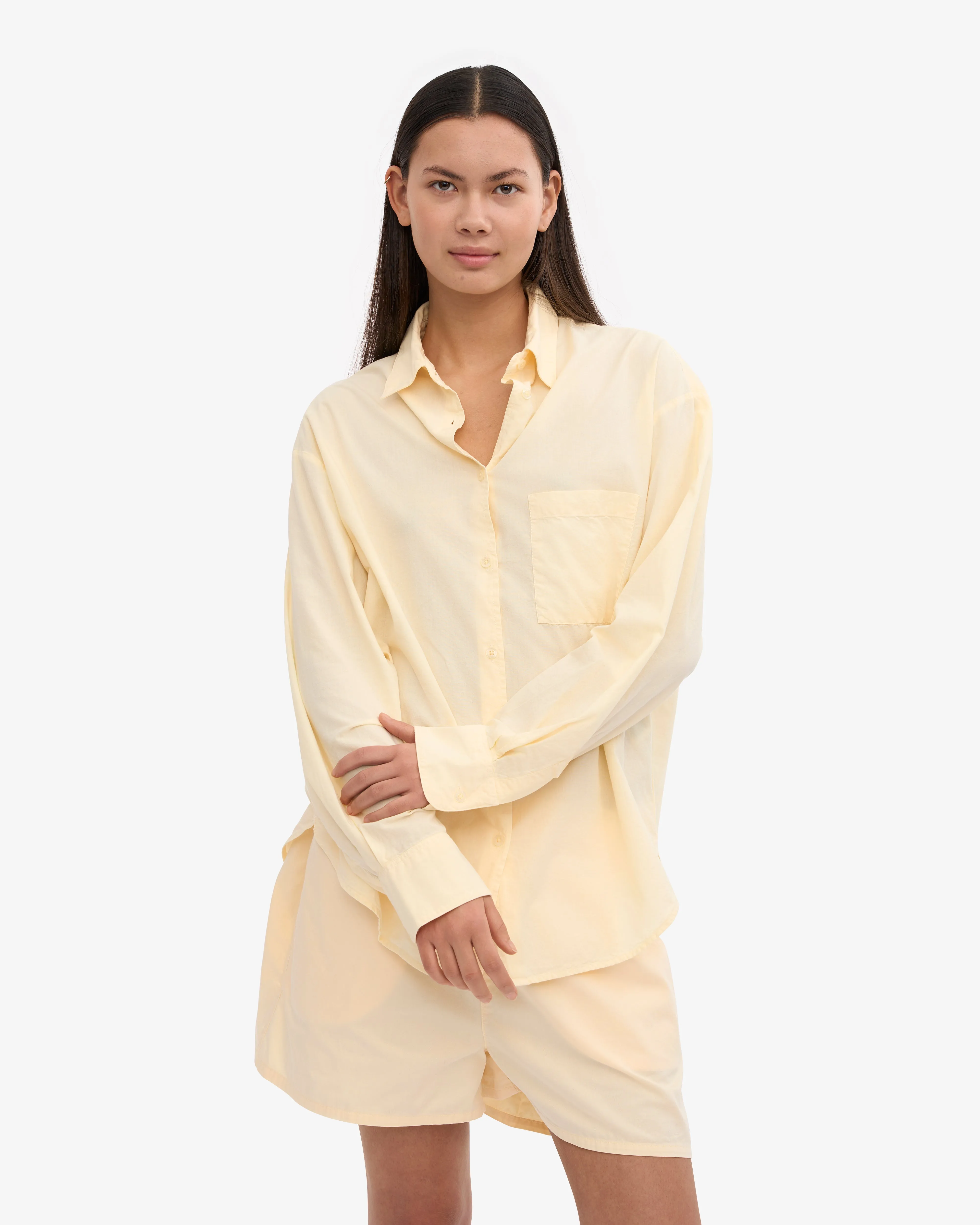 Women Organic Twill Shorts - Soft Yellow
